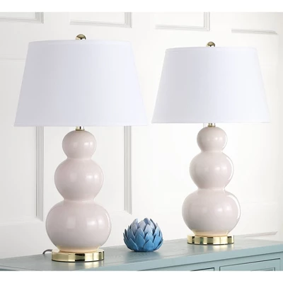 Set Of 2 Pamela Triple Gourd Lamp (Includes LED Light Bulb) Light Gray - Safavieh 3 Set Of 2 Pamela Triple Gourd Lamp (Includes LED Light Bulb) Light Gray - Safavieh