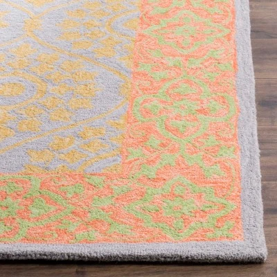2'x3' Leaf Hooked Accent Rug Orange/Silver - Safavieh 3 2'x3' Leaf Hooked Accent Rug Orange/Silver - Safavieh