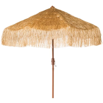 Tiki 9 Ft Crank Umbrella - Tan - Safavieh 3 Tiki 9 Ft Crank Umbrella - Tan - Safavieh