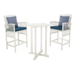 Pate 3pc Bistro Set - White/Navy - Safavieh -Safavieh Sales Store GUEST f4e4879e 1c42 4c1a 9b80 b2c45da19bcc