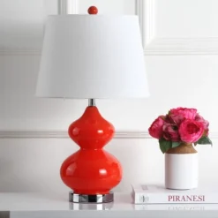 Eva Double Gourd Glass Lamp (Set Of 2) - Blood Orange - Safavieh -Safavieh Sales Store GUEST f7e0d951 4294 40eb 92e9 e39d0768ae41