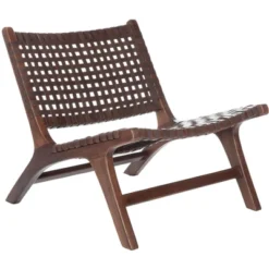 Luna Leather Woven Accent Chair - Safavieh -Safavieh Sales Store GUEST f7e43acc c200 4143 81a7 0e24855d5e9c